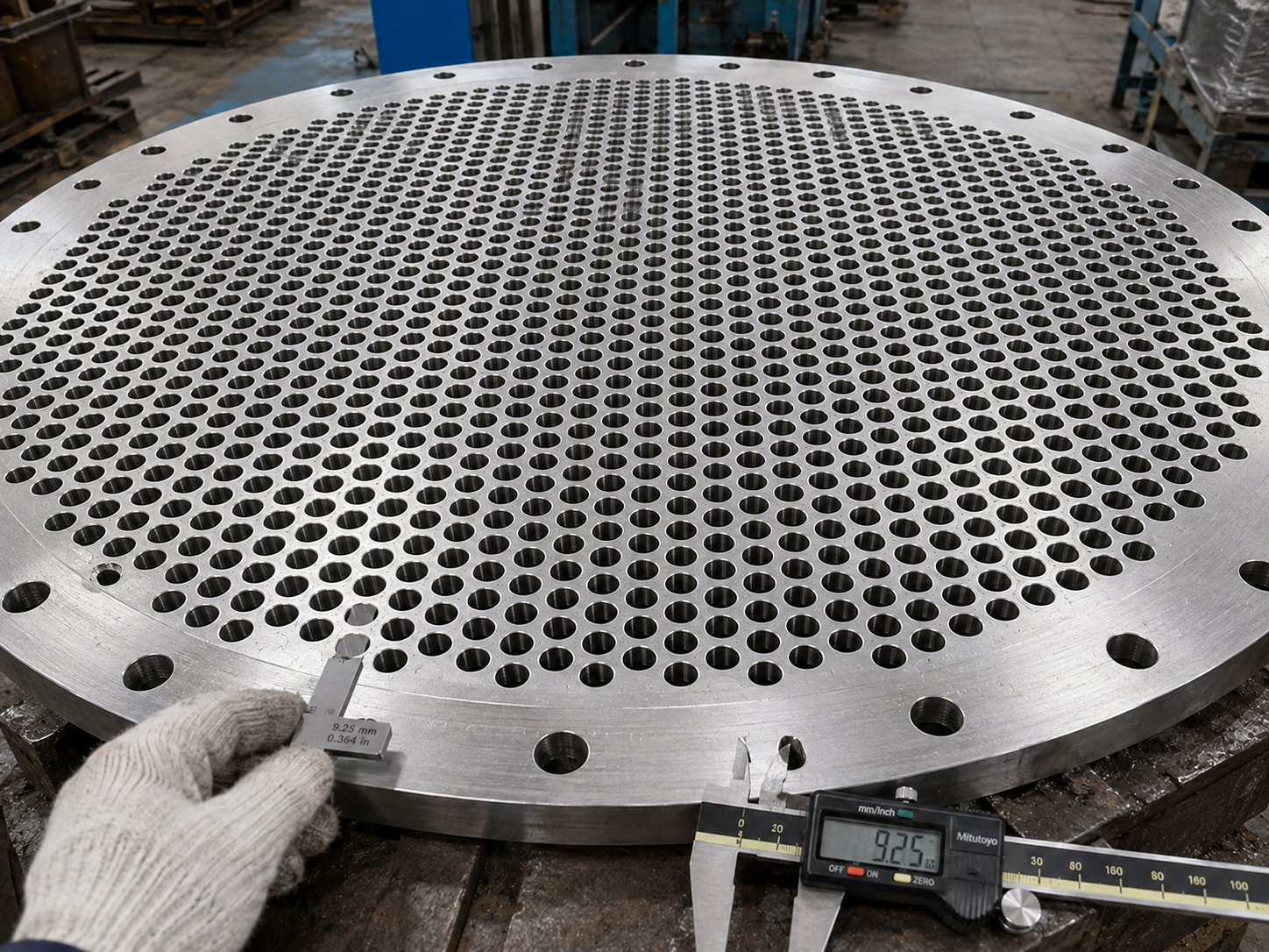 Condenser tubesheet with precision drilled holes for heat exchanger application