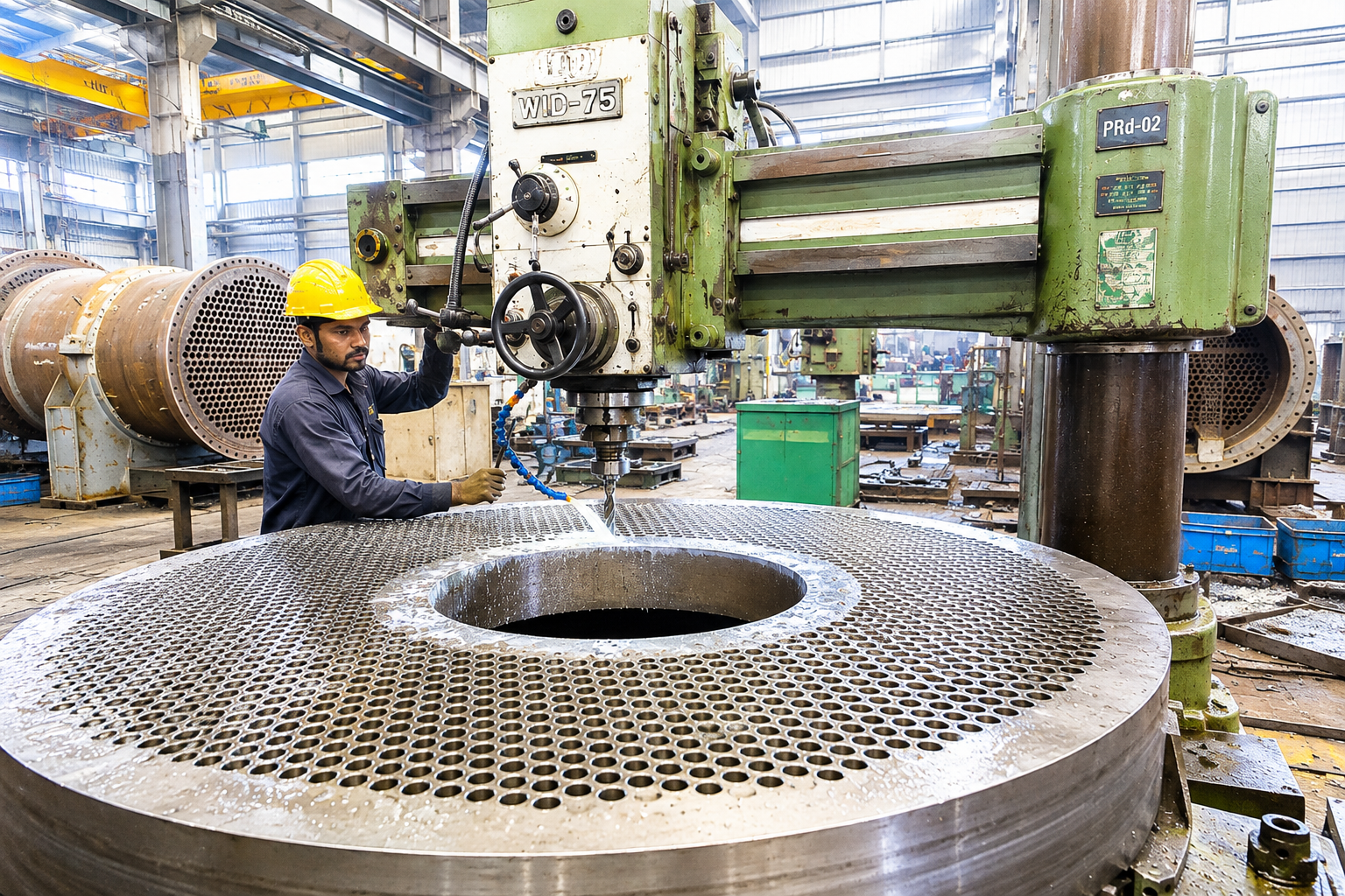 Radial drilling job work on heavy industrial components at Dipsha Industries
